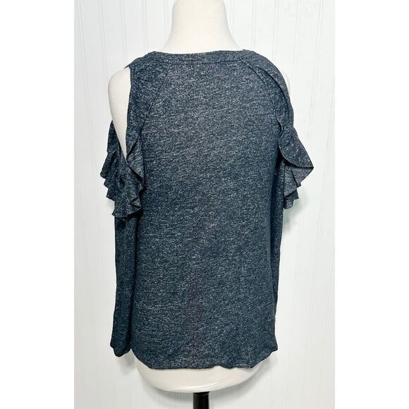 Jolt Women's Cold Shoulder Long Sleeve Ruffle Tops‎ Heather Grey Size Medium - Picture 9 of 10
